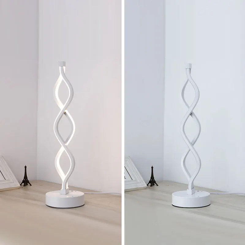  24W LED Strip Table Light 110V/220V Desk Lamp Spiral Acrylic Art Table Lamps Indoor Reading Lightin