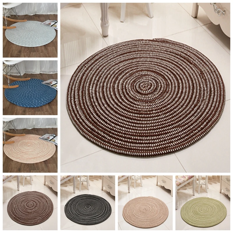 

Solid Nordic Home Decorative Placemat Sofa Table Seat Mat Hand Hooked Round Carpet Chair Mat For Living Room Bedroom Area Rugs