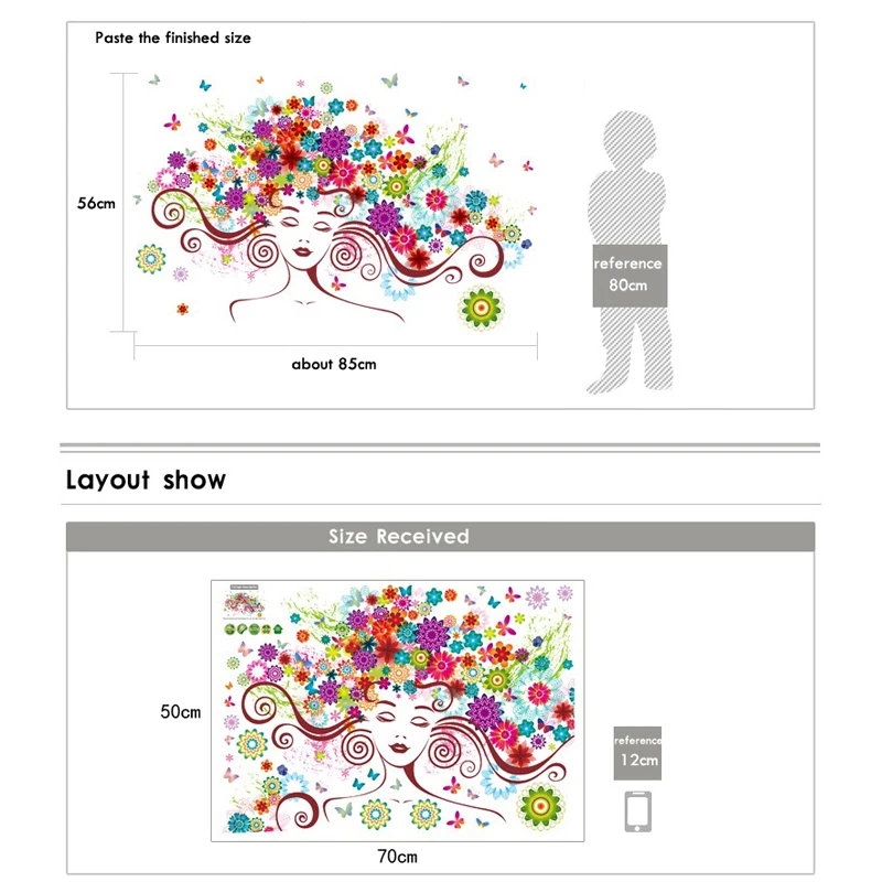 Женский цветок DIY виниловые наклейки на стену Бабочка Спальня комнаты домашний декор художественные наклейки 3D обои украшение adesivo де parede