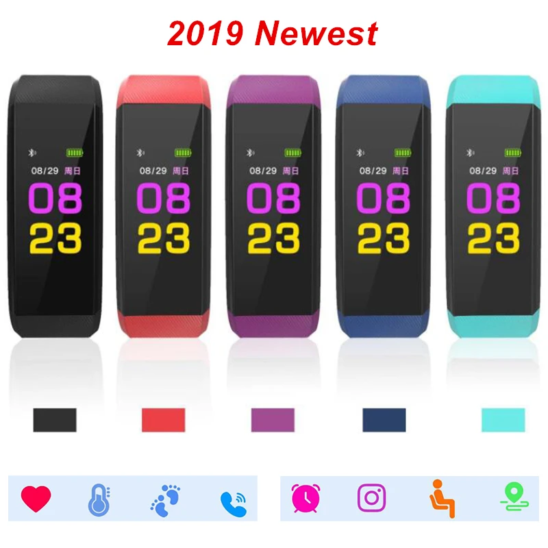 

115 Plus USB Charging Sport Band Heart Rate Blood Pressure Fitness Bracelet Sedentary Reminder Wristband Pulsera Inteligente