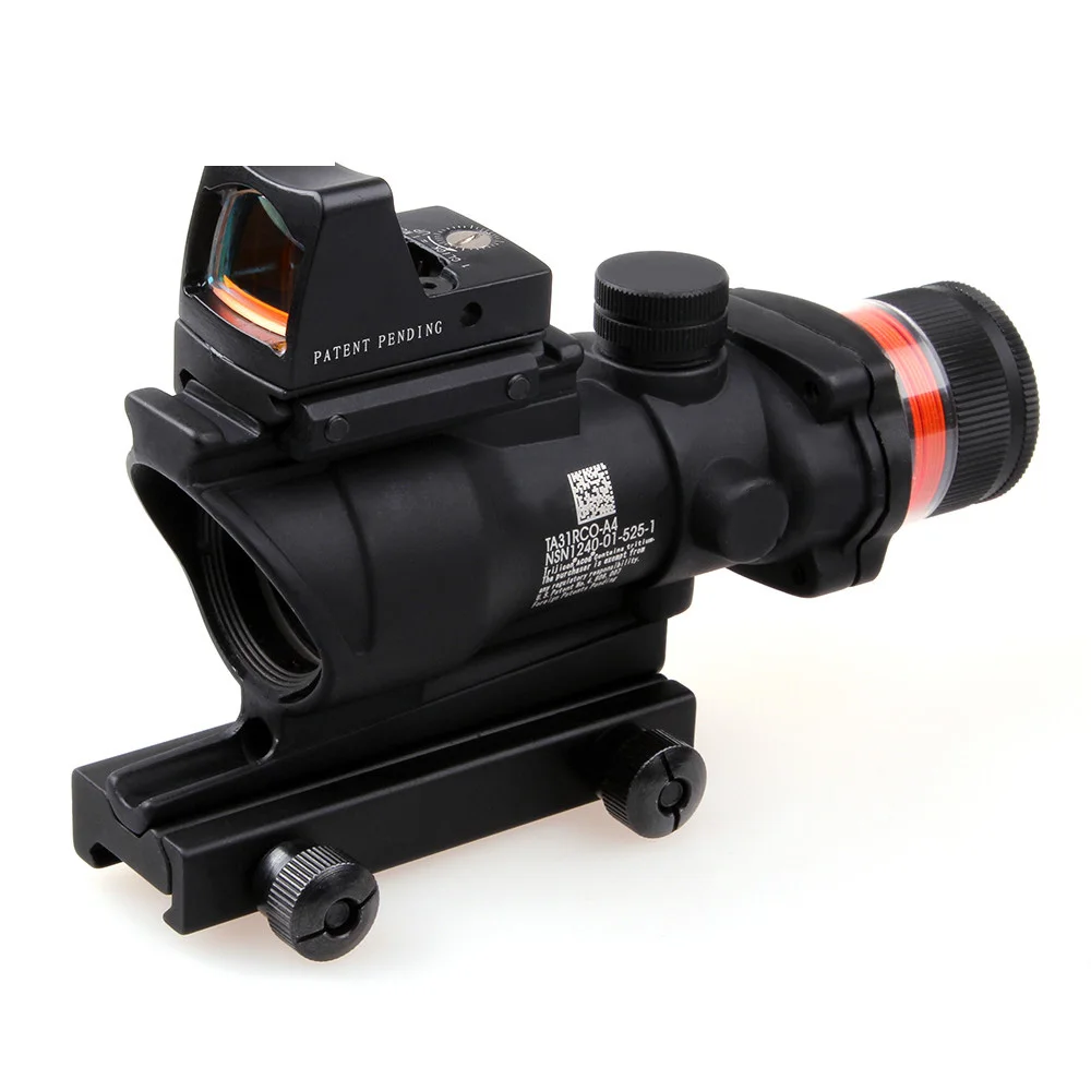 Tactical 4X32 Red Fiber Optics Riflescope with RMR Red Dot Sight Scope