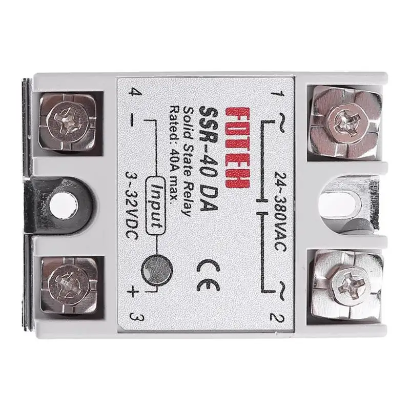 

Solid State Relay Module DC 3-32V to AC 24-380VAC SSR-40DA 40A Solid State Relay Module Power Supplies ,60x45x23 mm