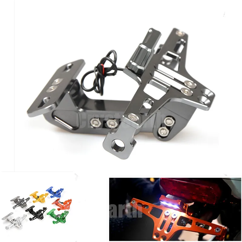 Motorcycle Rear License Plate Mount Holder w/ LED Light For Yamaha FZ1