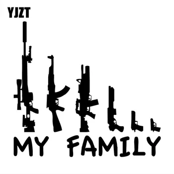 

YJZT 20X18.2CM MY FAMILY Gun Cartoon Fun Vinyl Car Sticker Motorcycle Decals S8-0004
