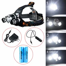 Охота Отдых на природе 6000LM 3* T6+ 2R5 светодиодный налобный фонарь Перезаряжаемые фар головного факел светодиодной вспышкой 18650 Батарея+ AC/автомобиль Зарядное устройство
