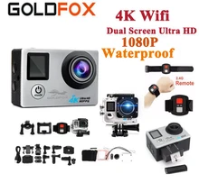 GOLDFOX 4K Wifi Action Camera 16MP 170D Sport DV 1080P Video Camera LCD Dual Screen Go Waterproof Pro cam Mini dvr + Remote