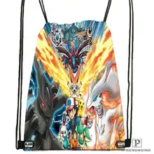 Обычай Покемон-черно-белая походная сумка на шнурке милый рюкзак для детей(черная спинка) 31x40 см#180612-02-24