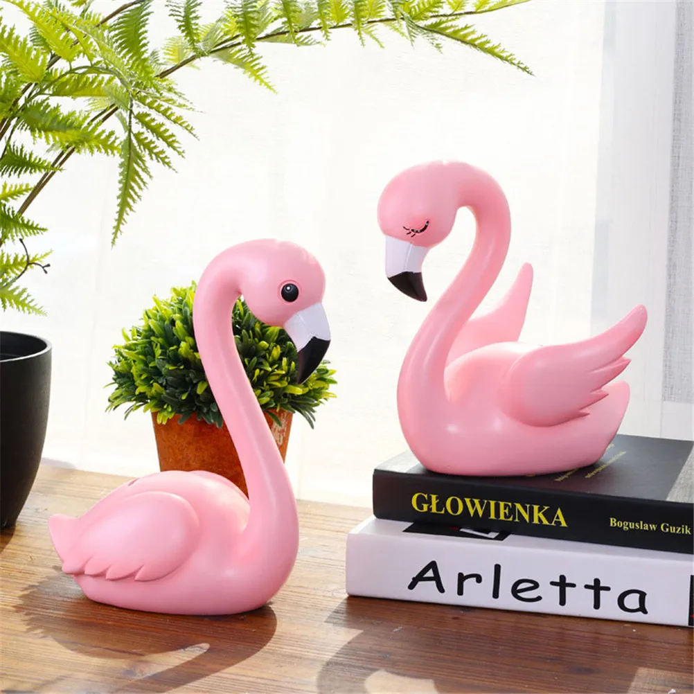 1PCS Flamingo Home Decor 3 Styles Resin Ornaments Cake Decor Cute Flamingo For Baking Cake Valentine