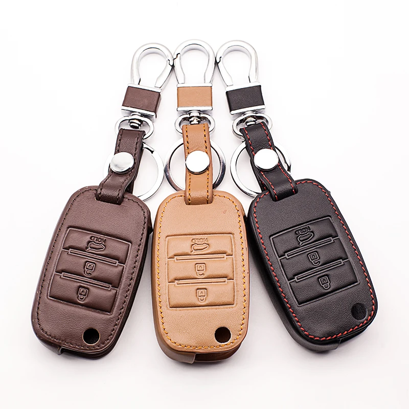 

fold Leather Folding car key cover Key cases For Kia Rio Sportage Ceed QL KX5 Sorento Cerato K2 K3 K4 K5 car keys accessories