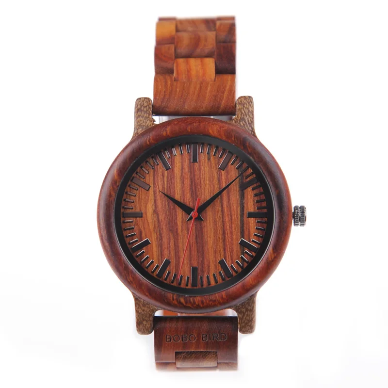 BOBO BIRD EM17 Handmade Red Sandalwood Watch Lightweight Quartz Watch For Men With Gift Box in Dropshipping