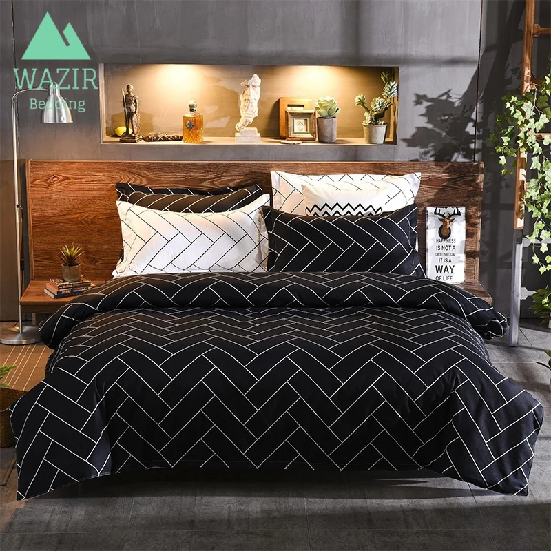 

WAZIR luxury Striped printing comforter bedding sets Duvet Cover set Pillowcase Home textile bedclothes bed linen quilt cover