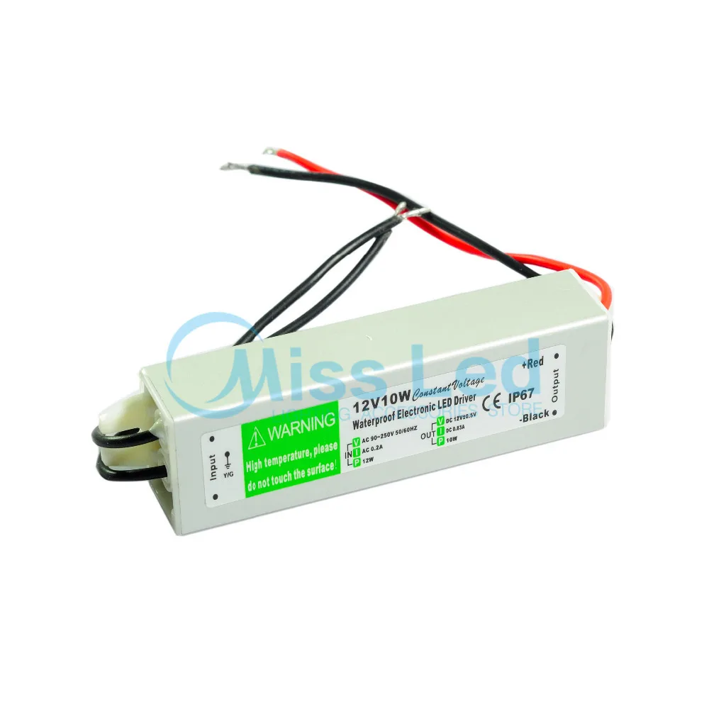 DC 12V 10W Waterproof Electronic LED Strip Driver Transformer Led Power