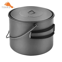 TOAKS 1300ml Titanium Cup With Cover And Hanging Handle Ultralight Titanium Pot Outdoor Cookware