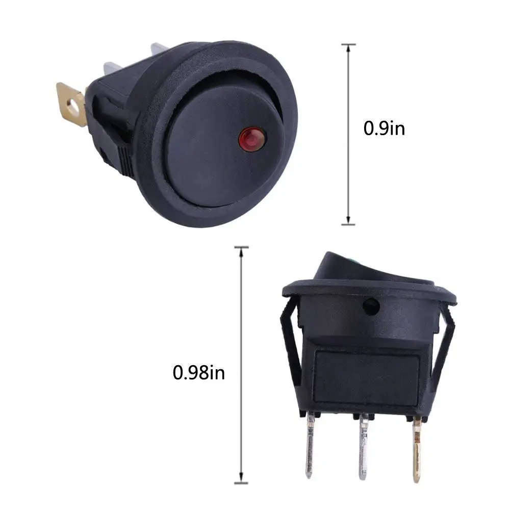12V 20A Amps Car Truck Rocker Round Toggle LED Switch On Off Control