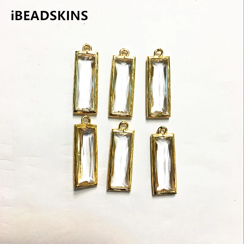 New arrival! 26x9mm 50pcs/lot gold color Copper Material with clear Glass rectangle-shape connection for Jewelry handmade DIY | Украшения и