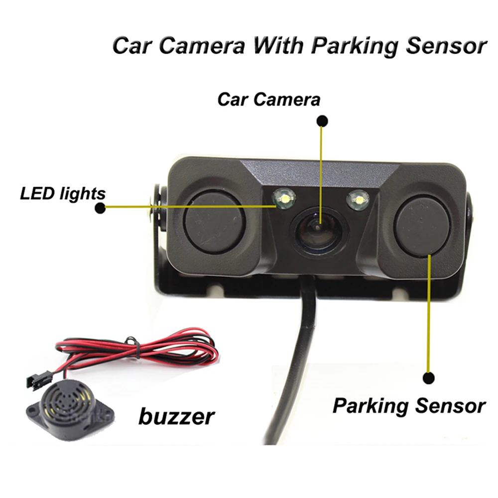 ANSHILONG Auto Car Parktronic Video Parking Sensor Bi Bi Alarm with Rear View Camera + 2 Radar Sensor Video Display Indicator