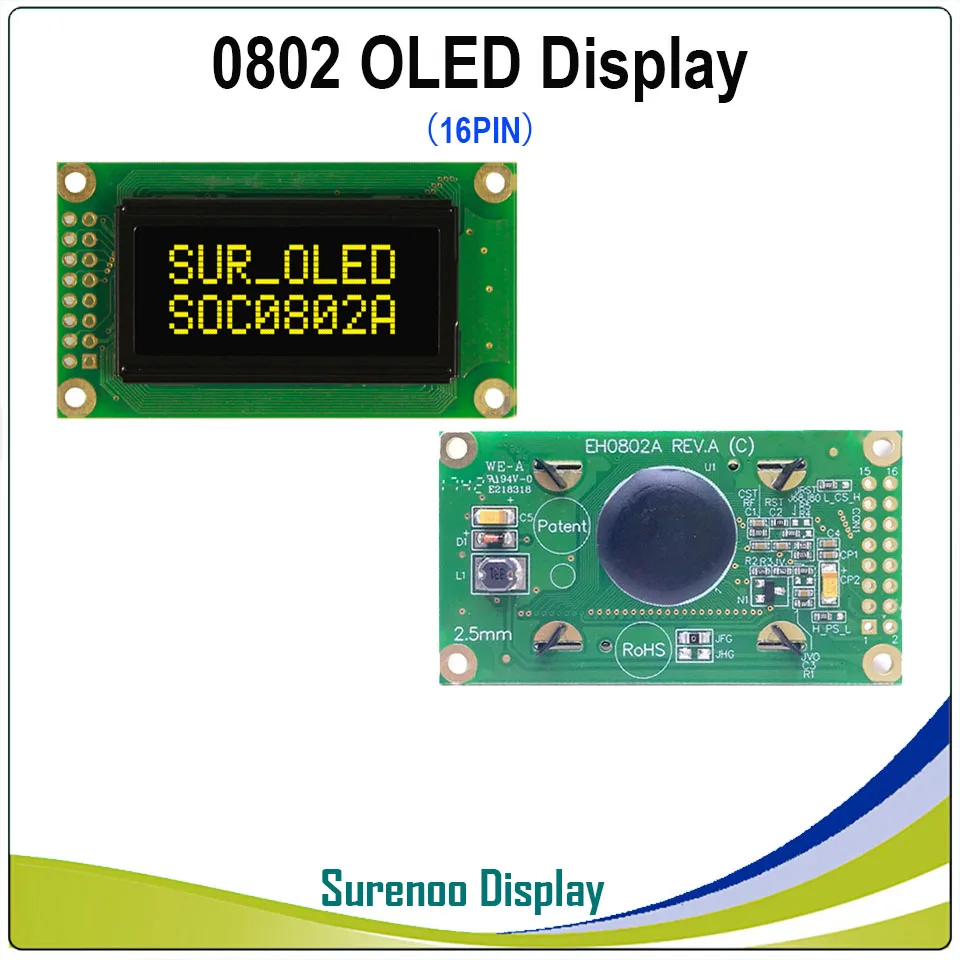 Оригинальный OLED дисплей 0802 параллельный совместимый 802 8*2 символ ЖК модуль LCM