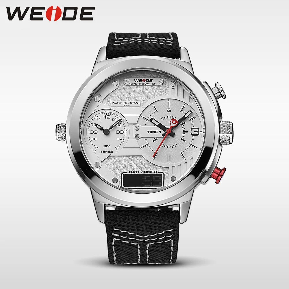 

WEIDE genuine luxury brand men watch Nylon strap sport digital quartz relogios masculino watches Large discs Electronic clock