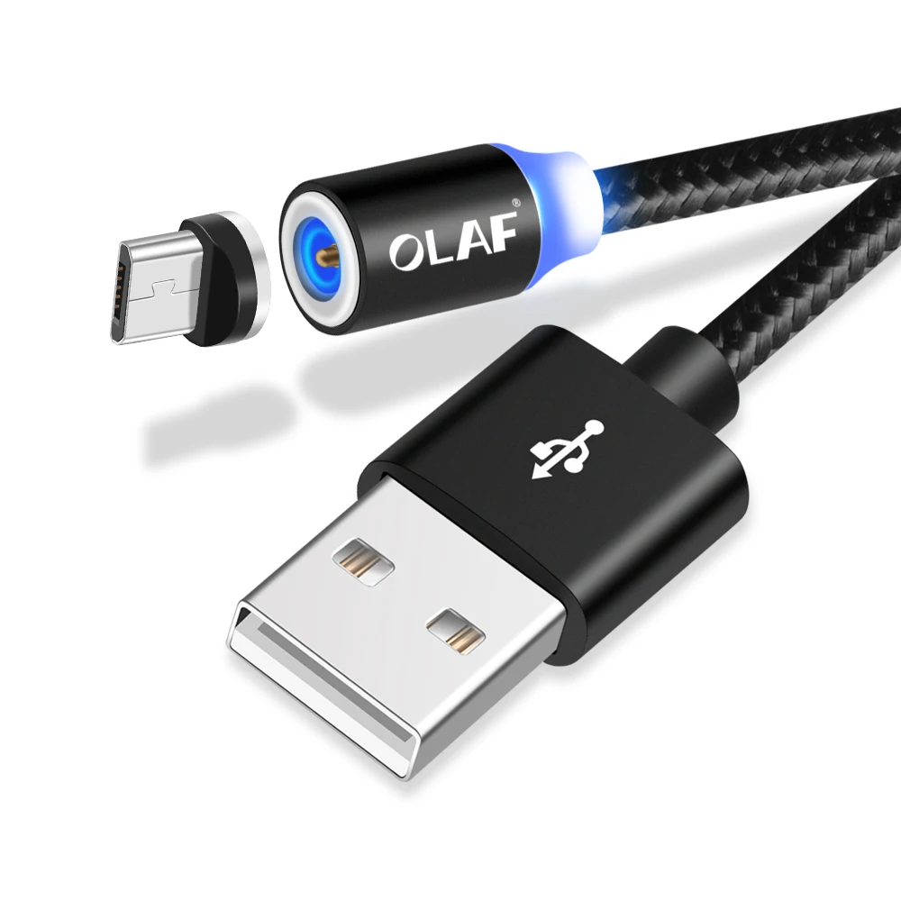 Магнитный кабель 1 м Плетеный мобильный светодиодный кабель type C Магнит Micro USB кабель для зарядки iPhone X XS max 7 8 10 samsung Xiaomi Apple