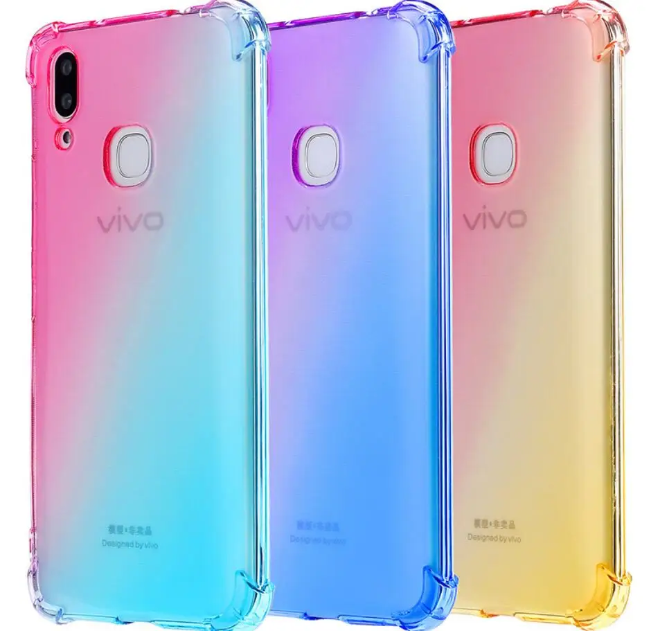 200 шт./лот градиент противоударный мягкий ТПУ Крышка для Vivo V15PRO V15 V11PRO V11i Y79 V7 плюс Y75 V7 Y85 V9 Y67 Y69 Y97 Y83 IQ00