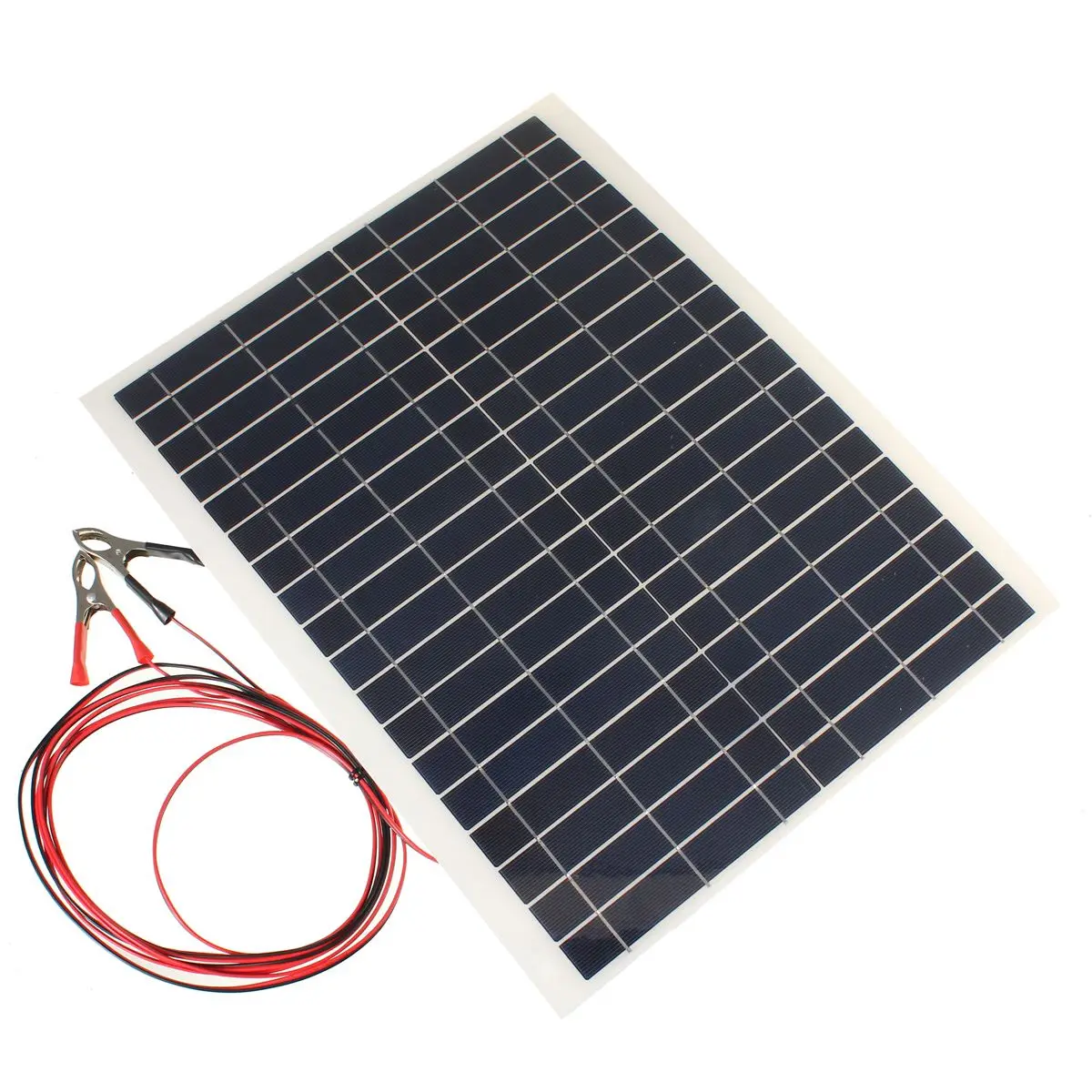 

LEORY Hot 20W 12V PolyCrystalline Epoxy Cells Solar Panel DIY Solar Module Battery Power Charger+2x Alligator Clips+4m Cable