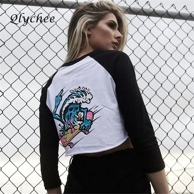 Qlychee мультфильм футболка с принтом женская одежда тонкая Растениеводство Топ