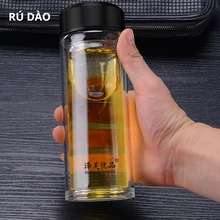 RUDAO бизнес-тип бутылка для воды стеклянная бутылка с фильтром для заварки чая из нержавеющей стали с двойными стенками Стеклянная Спортивная бутылка для воды