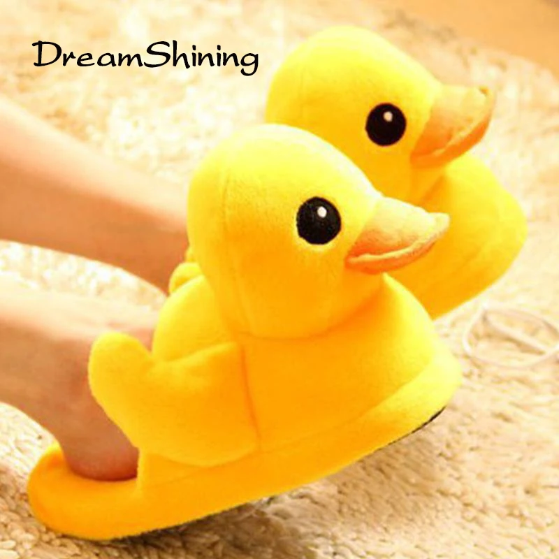 DreamShining Новинка милая пара хлопок тапочки большие размеры желтая утка кукла