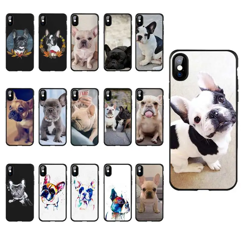 

M224 French Bulldog Black Silicone Case Cover For Apple iPhone 11 Pro XR XS Max X 8 7 6 6S Plus 5 5S 5G SE