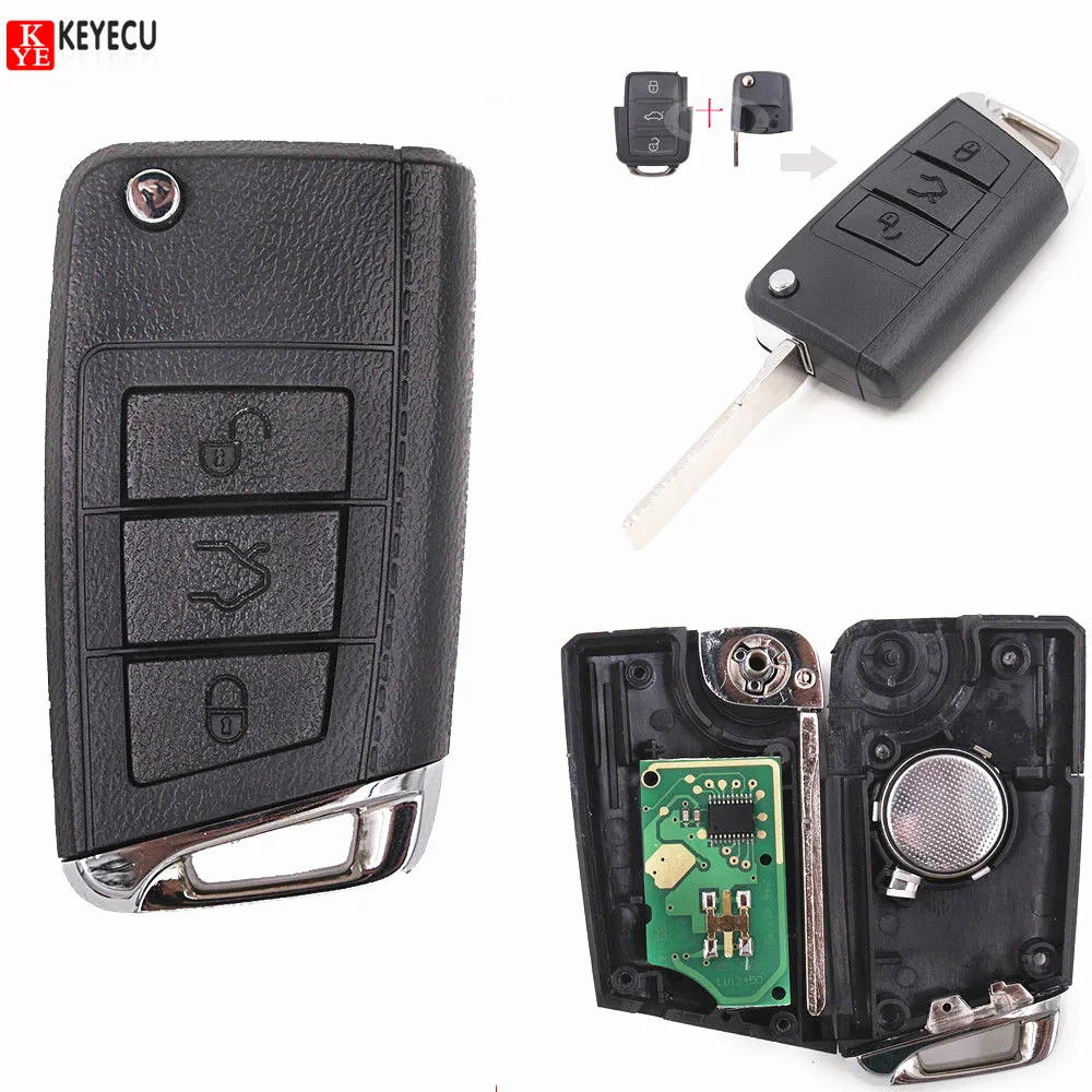 

Keyecu Brand New Golf 7 Stylish Remote Car Key Fob 3Button for Volkswagen VW Golf Seat Skoda-1J0 959 753 AH