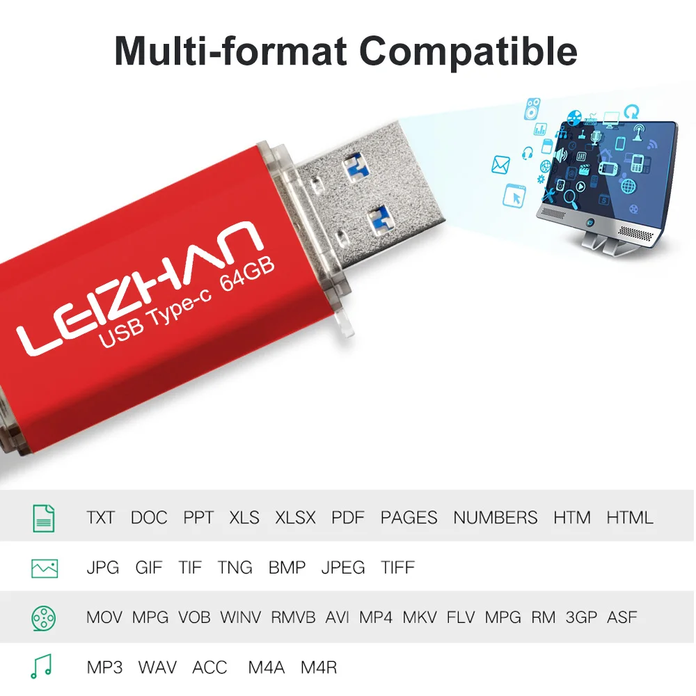 LEIZHAN USBC флеш накопитель 256 ГБ 128 Гб 64 32 16 Type C для Huawei P20 Samsung Galaxy S10 S9 S8 Tipo c флешка|USB