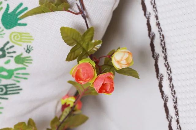220 см Европейский стиль искусственные розы из шелка плюща Искусственные цветы с зелеными листьями для дома Свадебное Украшение подвесное украшение гирлянда