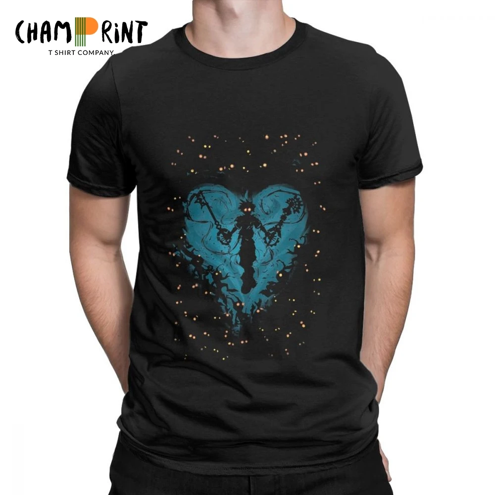 

Men T Shirt Kingdom Hearts Funny Short Sleeve Sora Feel the Darkness Keyblades Tee Shirt Crew Neck Tops Cotton Adult T-Shirts