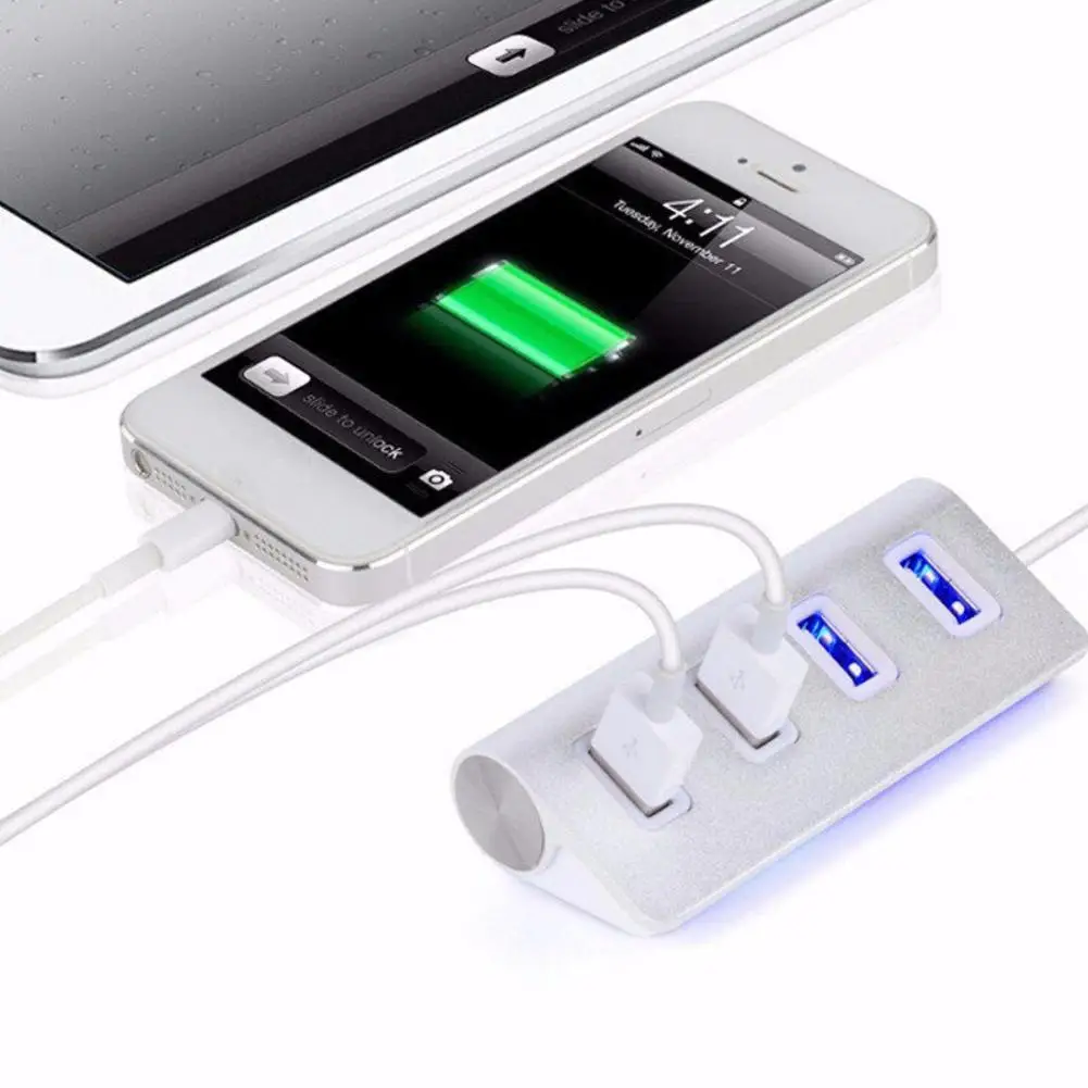 2019 USB 3 0 4 портовый мультиконцентратор разветвитель Алюминиевый адаптер высокая