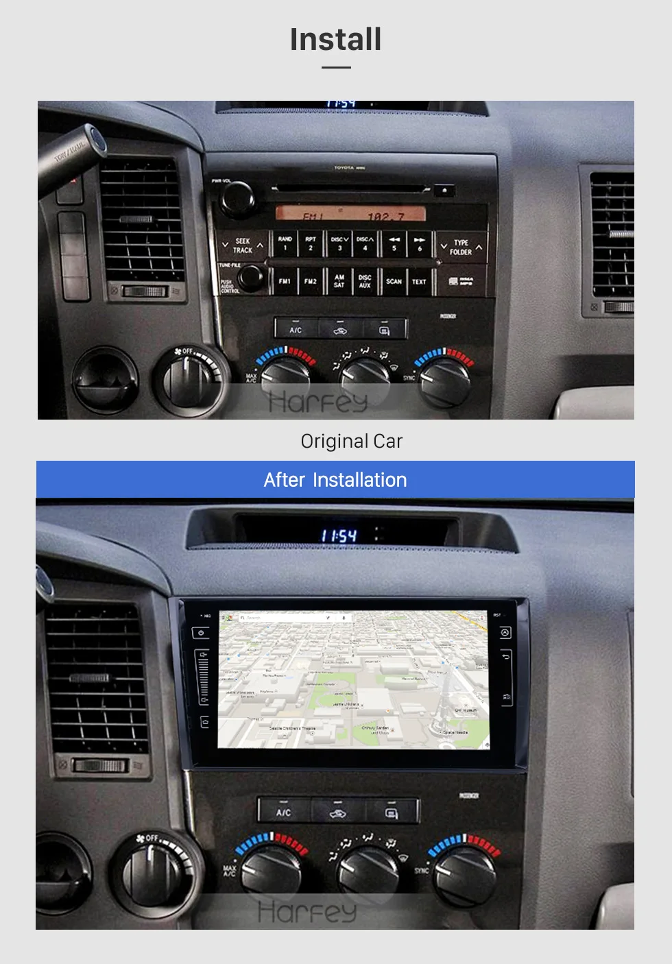 Clearance Harfey 9inch Android 9.0 8-core 4G RAM 2din Car Radio Stereo Player GPS Navigation Head Unit for 2006-2015 Toyota Sequoia Tundra 2