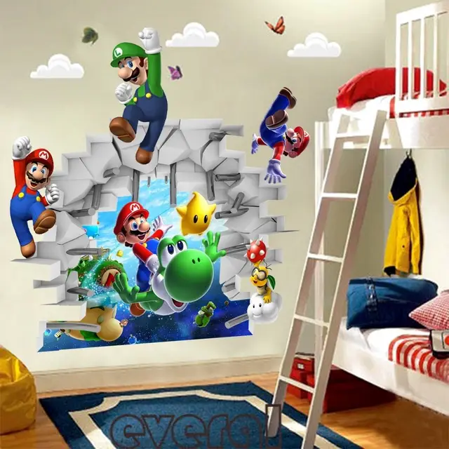 3D view Super Mario Games Art Kids room decor Wall sticker wall decals Mural WS in Wall Stickers Adesivo Emagrecedor Funciona ~ 3D view Super Mario Games Art Kids room decor Wall sticker wall decals Mural WS in Wall Stickers