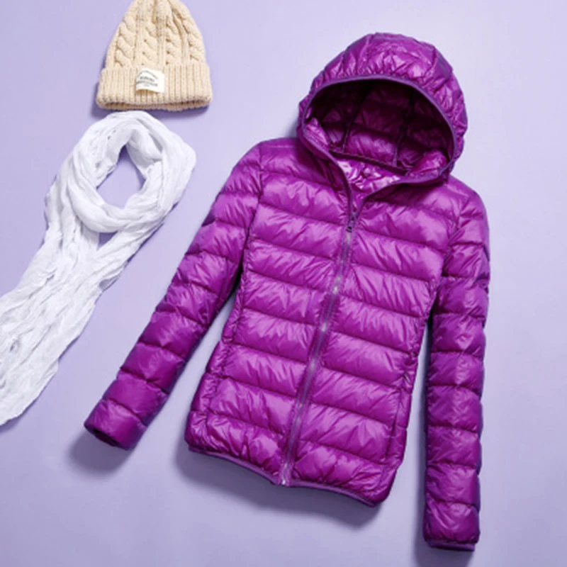 

Female Hooded Coats Jackets Light Thin Style 2019 Spring Autumn Winter Womens Slim Overcoat Warm Duck Down S-3XL Factory Outlet