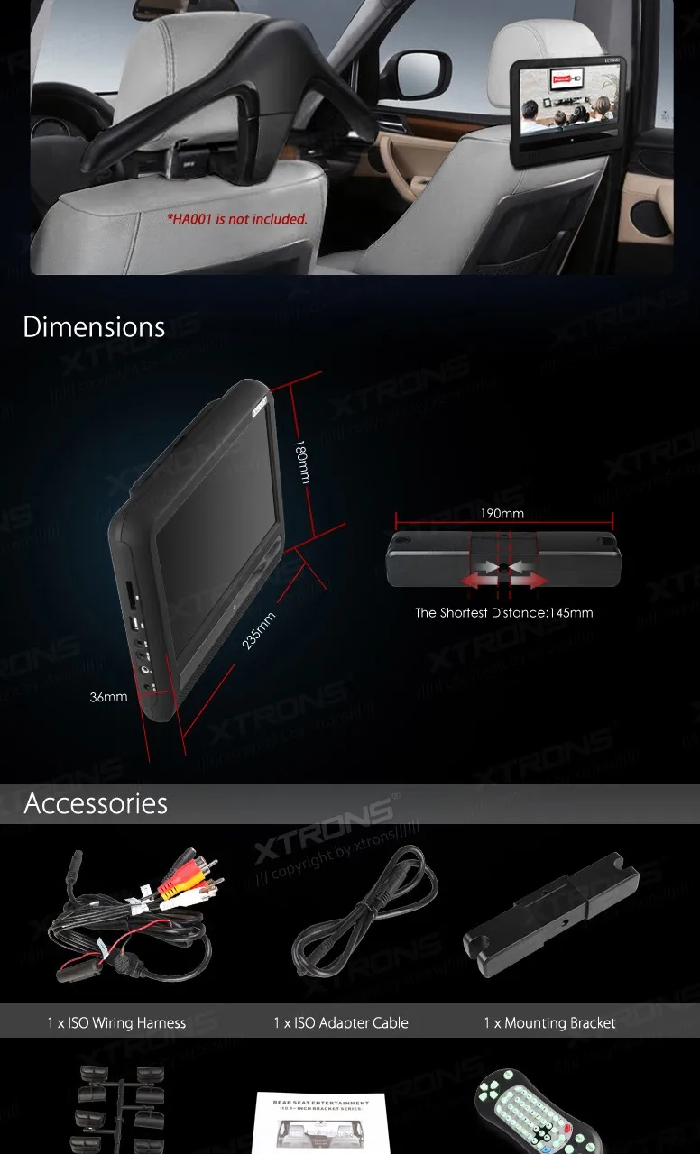 Best 2 pcs 9" HD Digital TFT Touch Screen Ultra-thin Design Car Headrest DVD Player support sd/usb/+2 IR headphones 12