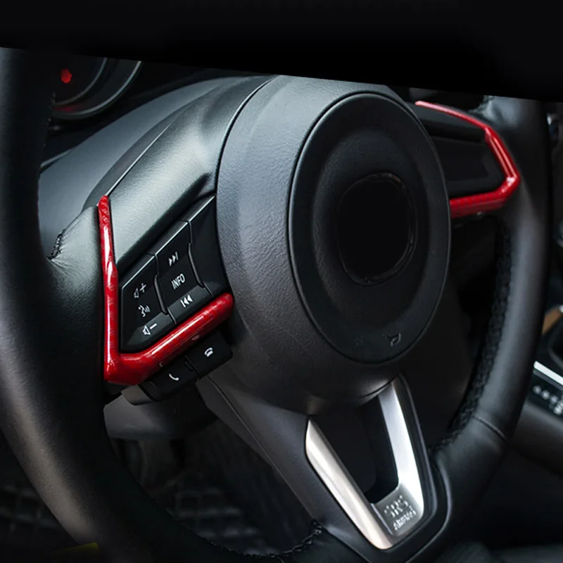 

2pcs for Mazda 3 Axela (2017) CX-4 CX-5 ATENZA (2018) Steering wheel decorate strip silver / Carbon fiber pattern