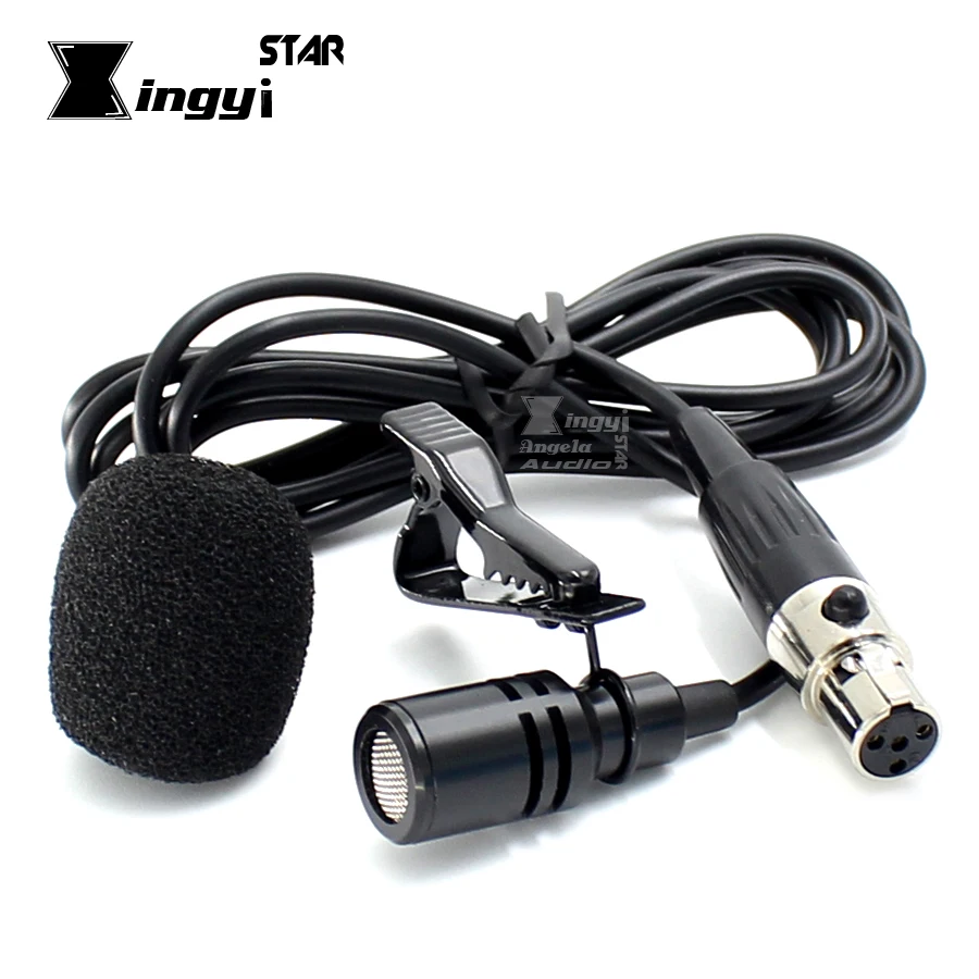 Mini XLR 4 Pin TA4F Wired Vocal Condenser Tie Clip Lapel Microphone