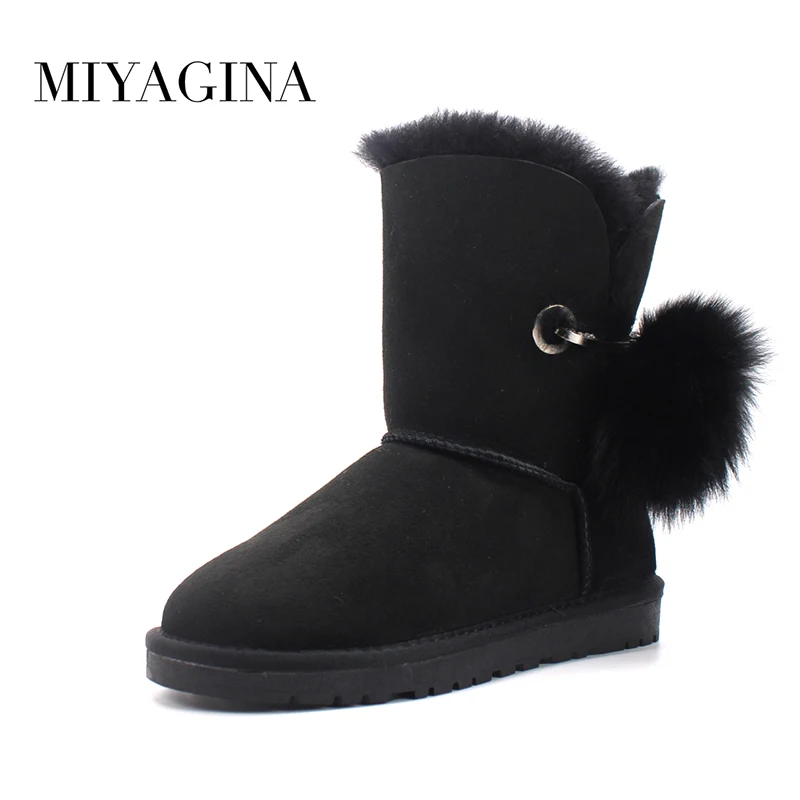 

Top Quality New Fashion 100% Genuine Sheepskin Leather Snow Boots Natural Fur Waterproof Real Wool Women Boots