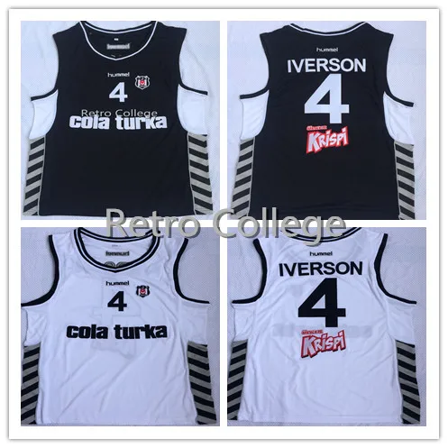 Mens #4 ALLEN IVERSON BESITA COLAS TURKA Throwback high quality Basketball Jersey Embroidery Stitched