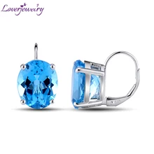 LOVERJEWELRY женские серьги имеют сверкающие 12,65 карат серьги с топазами 14KT белого золота простой дизайн ювелирных изделий для вечерние