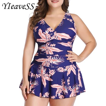 

2019 New Plus Size Tankini set Women Swimwear Two Piece Print Halter Swimsuit Swimming Dress High Waist Bikinis Bathing Suit