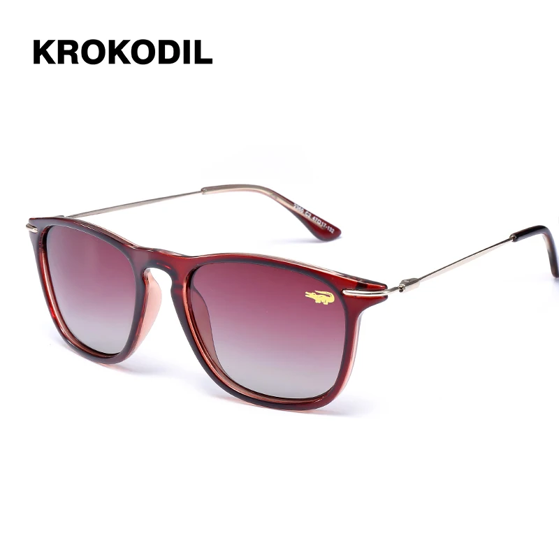 Krokodil новые роскошные брендовые дизайнерские женские Квадратные Солнцезащитные очки Polaroid для женщин и мужчин с металлическими дужками, Зеркальные Солнцезащитные очки для женщин 2360 - Цвет линз: Brown