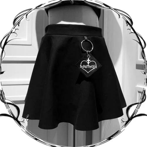 

Japanese Dark Black Hard Sister Spring and Summer High-waisted Heavy-pound Embroidered Ring Half-length Skirt TBM-S2