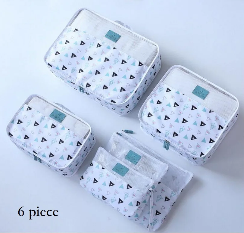 6 قطعة/المجموعة حقيبة مستحضرات تجميل من النيلون التعبئة مكعب السفر حقيبة تخزين كبيرة قدرة أكياس للجنسين الملابس فرز تنظيم بالجملة