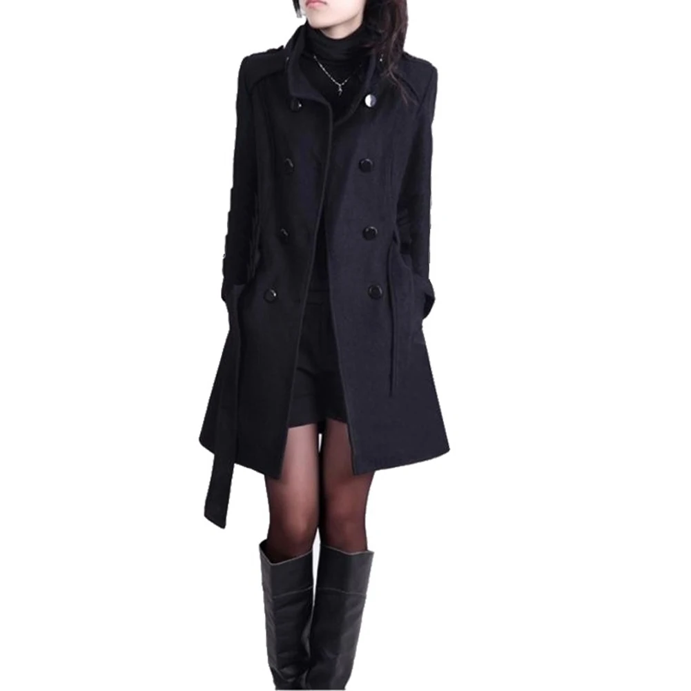 Зимнее женское пальто длинное приталенное повседневное теплое модное ветровка Верхняя одежда Куртка