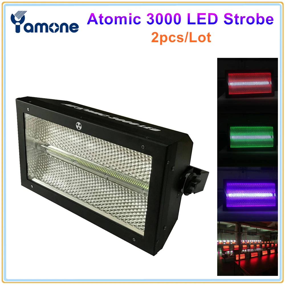 

2X Bright Atomic 3000 LED Strobe Light Aura RGB Color Wash Light Stroboscope Flash DMX Fixture With 240x5W White+64x0.6W RGB LED