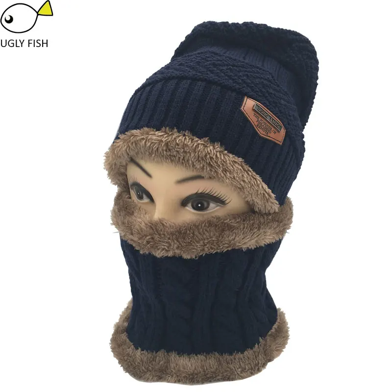 ZZLAY Kids Winter Thick Beanie Hat Bufanda Conjunto Slouchy Warm Snow Knit Skull Cap 